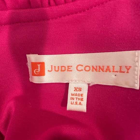 Jude Connally Fuchsia Sleeveless Mini Dress Ruffle Neck Pockets Career CapsuleXS - Picture 3 of 7